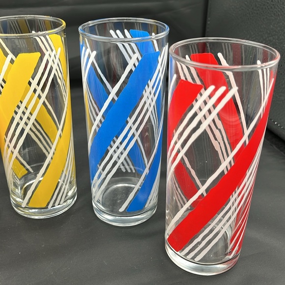 Set of 5 Vintage Libbey Color Stripe Glasses. MCM Retro Style. - Picture 8 of 12